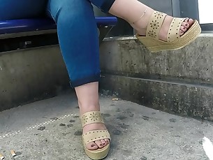 Amateur Foot Fetish Juicy MILF Public